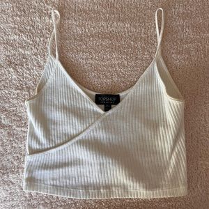 TopShop white v neck ribbed crop top